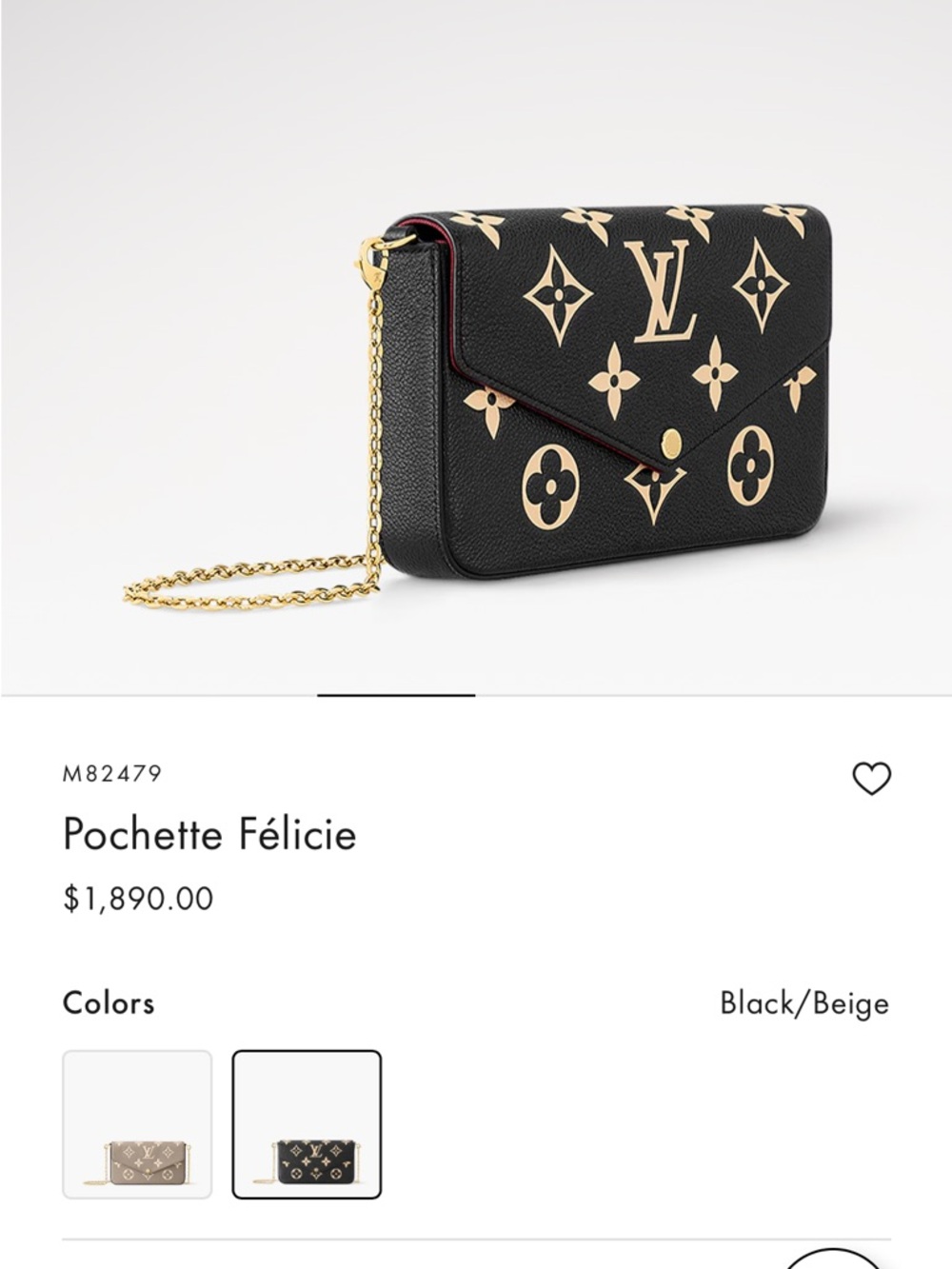 Louis Vuitton Black and Beige Pochette Félicie Crossbody